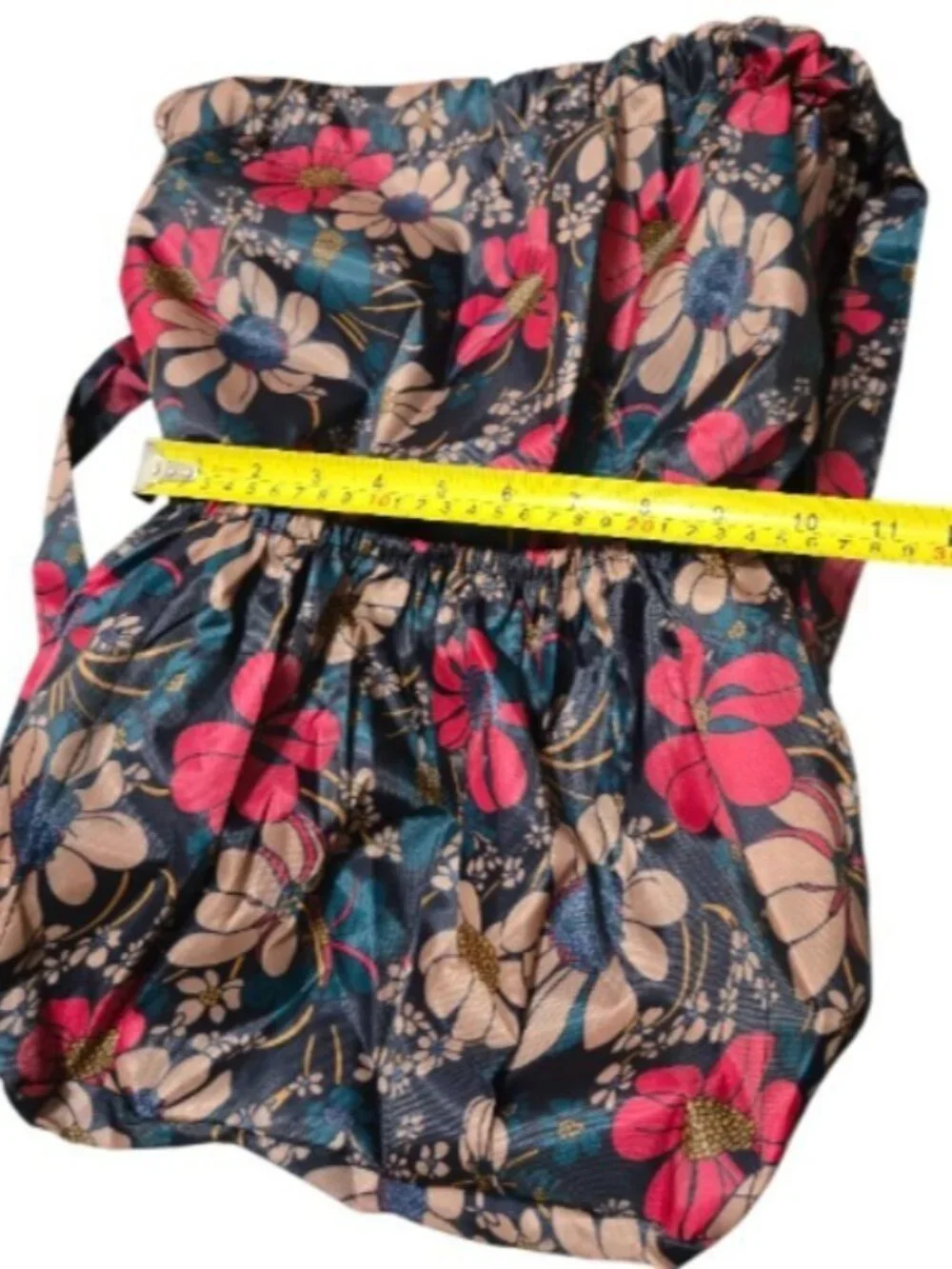 Floral Drawstring Backpack Nylon Polyester Large Travel Gym Cinch Bag Tote